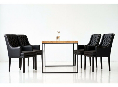 Esszimmer Tisch + 4 Chesterfield Stühle Luxus Esszimmer Gruppe 5tlg. Set